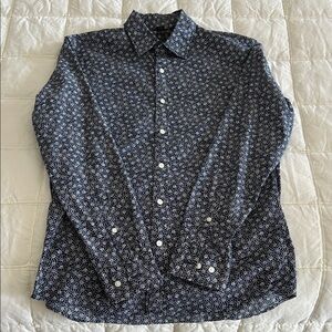 Michael Kors Navy Floral Print Button-Down Shirt
